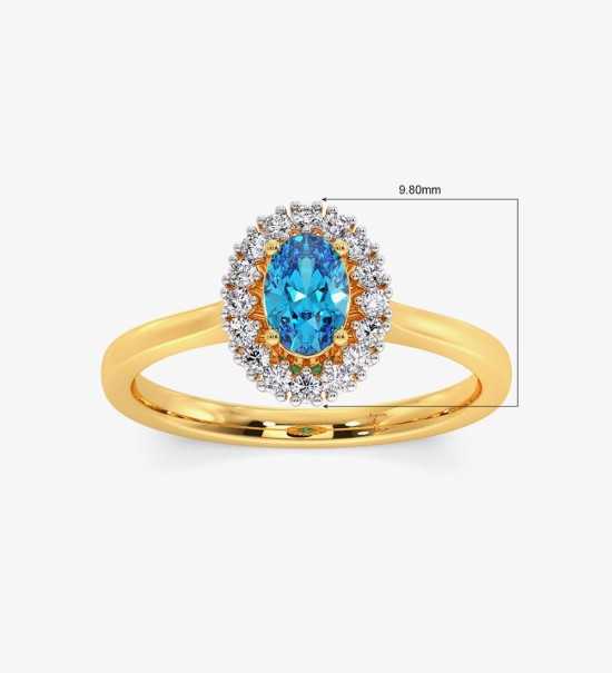 Blue Topaz Diamond Engagement Wedding Ring