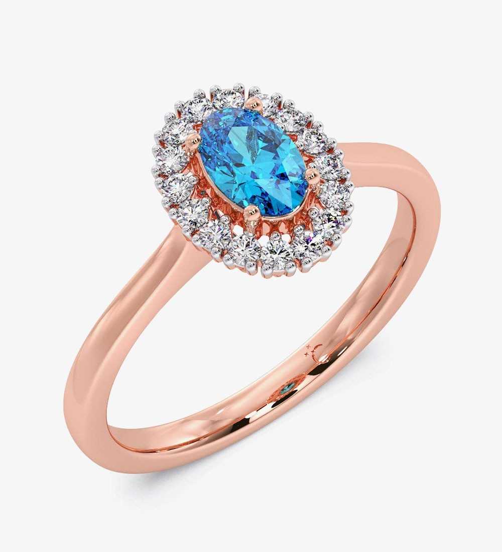 Blue Topaz Diamond Engagement Wedding Ring