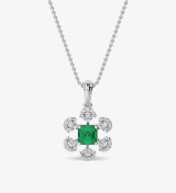 Esra Floral Diamond Pendant Set White Gold