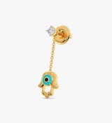 Hamsa Evil Diamond Dangling Eye Earrings