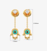 Hamsa Evil Diamond Dangling Eye Earrings