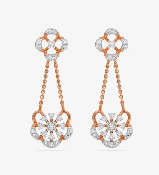 Diamond Yellow Gold 22kt Dangle Earring