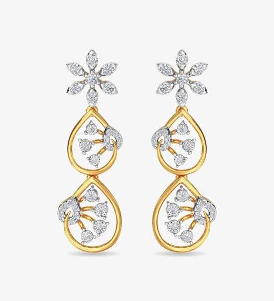 Diamond Trinity Earring Dangler Rose Gold
