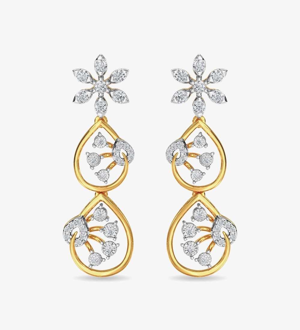 Diamond Trinity Earring Dangler Rose Gold