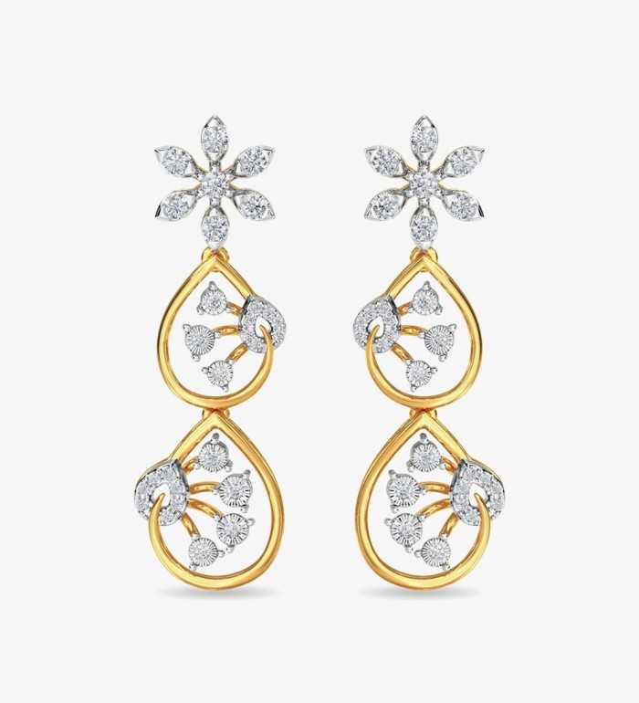 Diamond Trinity Earring Dangler Rose Gold