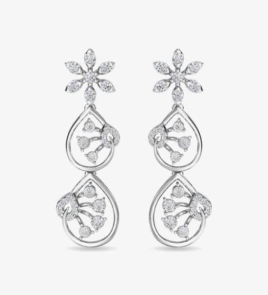 Diamond Trinity Earring Dangler Rose Gold